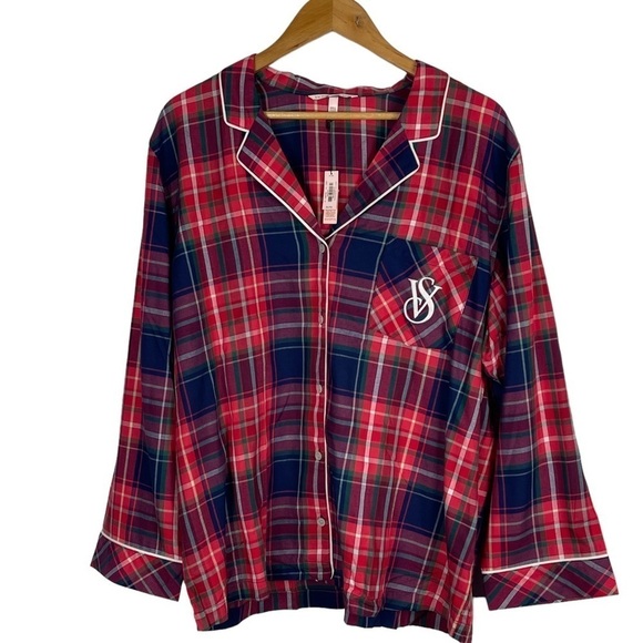 VICTORIA'S SECRET PLAID HOLIDAY RED GREEN COTTON FLANNEL MATCHING PAJAMA PJ SET - Picture 4 of 15